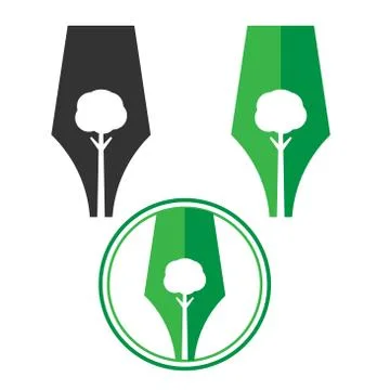 Abstract tree and pen logo-Vector Logo Stock Illustration