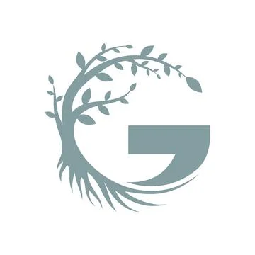 Abstract tree and root with letter G logo vector design template Stock Illustration