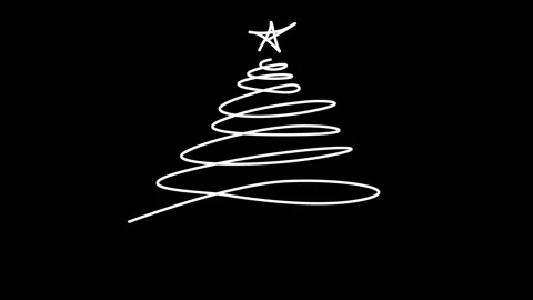 Abstract tree and star scrawled. Animated illustration white on black Video stock 263107771