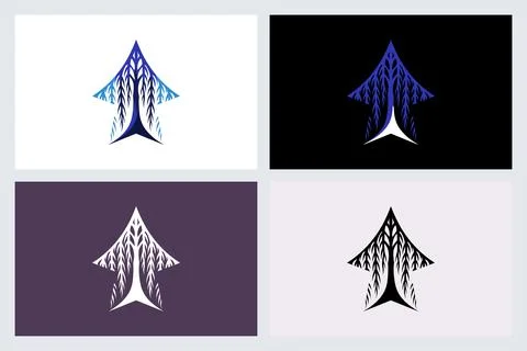 Abstract Tree Arrow Logo Vector Design Set イラスト素材