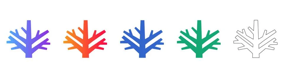 Abstract Tree Branch Icon Set Stock Illustration