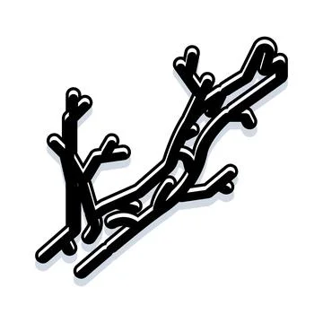 Abstract tree branches growing illustration with shadows 스톡 일러스트