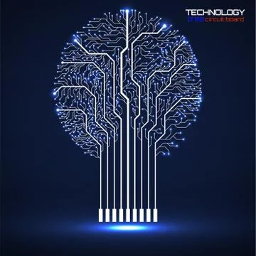 Abstract tree of circuit board, technology illustration, vector Stock Illustration