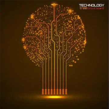Abstract tree of circuit board, technology illustration, vector Stock Illustration