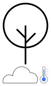 Abstract tree with a cloud and thermometer indicating temperature. Ideal for  스톡 일러스트