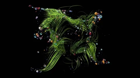 Abstract Tree with Colorful Particles on Black Background. Loop Video stock 164946475