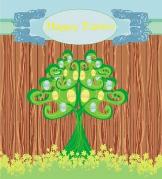Abstract tree with easter eggs Stock Illustration