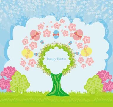 Abstract tree with Easter eggs Stock Illustration