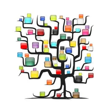 Abstract tree with glossy balls for your design Stock Illustration