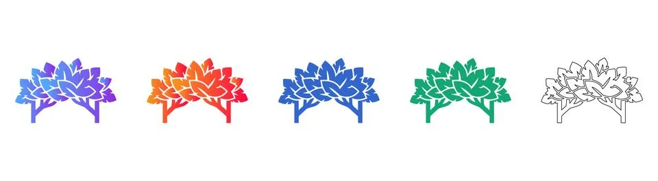 Abstract Tree Growth Process Icons Stock Illustration