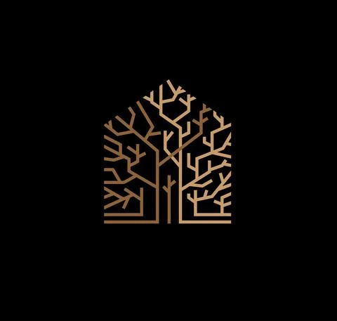 Abstract tree house logo vector Stock Illustration