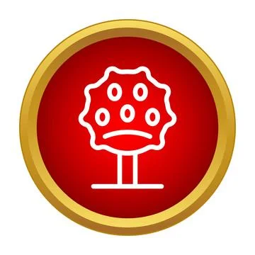 Abstract tree icon in red golden circle Stock Illustration