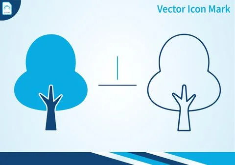 Abstract tree icon set with flat and outline design style. 스톡 일러스트