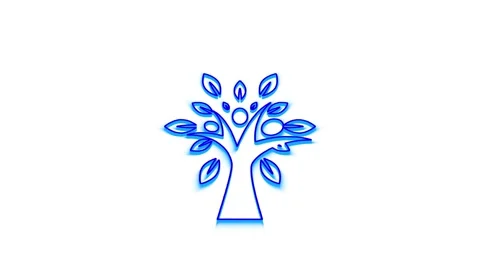 Abstract tree of life animation with human figures emerging in bright blue .. Stock Footage 341228999