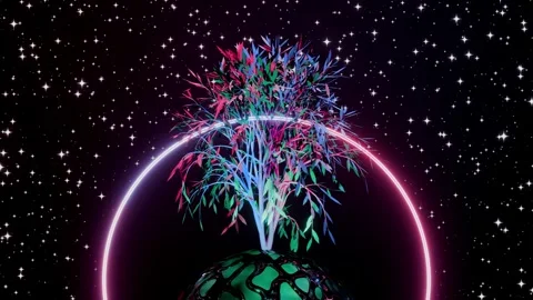 Abstract Tree of Life with roots on earth planet. Place for logo. Template Stock Footage 245792767