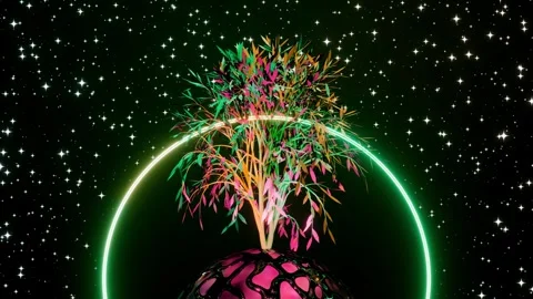 Abstract Tree of Life with roots on earth planet. Place for logo. Template Stock Footage 246047798