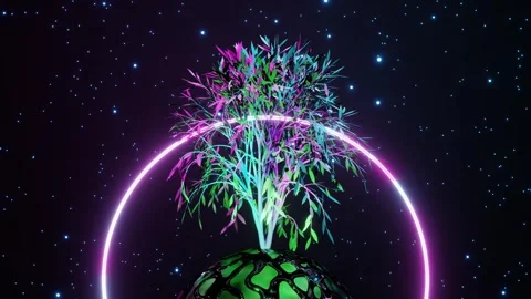 Abstract Tree of Life with roots on earth planet and circle. Seamless loop Stock Footage 246171368