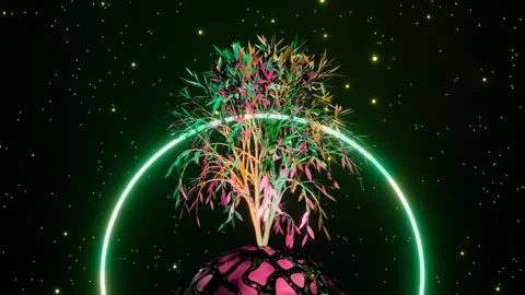 Abstract Tree of Life with roots on earth planet and circle. Seamless loop Stock Footage 246408682