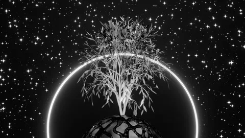 Abstract Tree of Life with roots on earth planet. Place for logo. Template Stock Footage 246500675