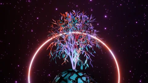 Abstract Tree of Life with roots on earth planet and circle. Seamless loop Stock Footage 246520458
