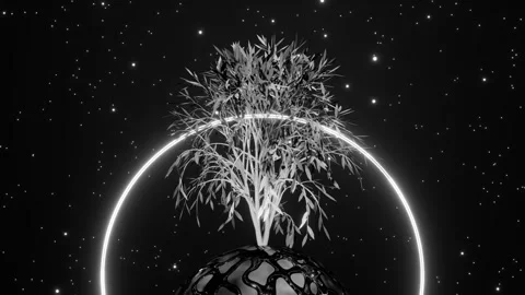 Abstract Tree of Life with roots on earth planet and circle. Seamless loop Stock Footage 246525232