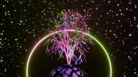Abstract Tree of Life with roots on earth planet. Place for logo. Template Stock Footage 246525248