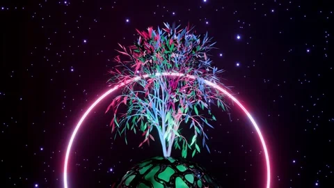 Abstract Tree of Life with roots on earth planet and circle. Seamless loop Stock Footage 246525281