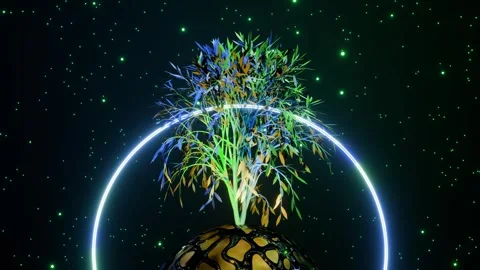 Abstract Tree of Life with roots on earth planet and circle. Seamless loop Stock Footage 246525306