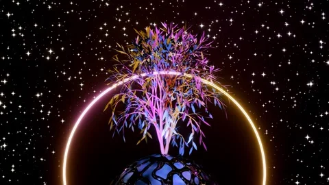Abstract Tree of Life with roots on earth planet. Place for logo. Template Stock Footage 246525345