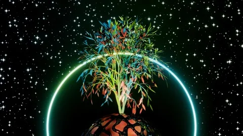 Abstract Tree of Life with roots on earth planet. Place for logo. Template Stock Footage 246525372