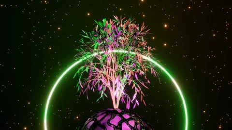 Abstract Tree of Life with roots on earth planet and circle. Seamless loop Stock Footage 246525392