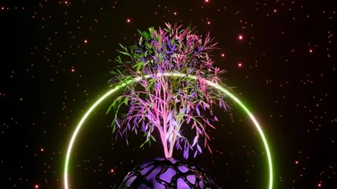 Abstract Tree of Life with roots on earth planet and circle. Seamless loop Stock Footage 246525417
