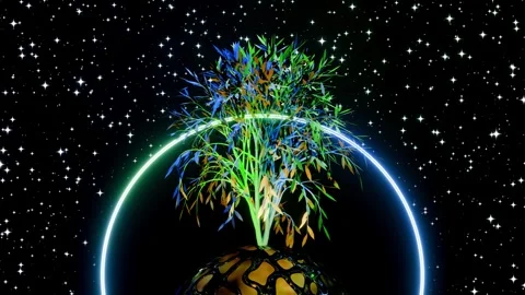 Abstract Tree of Life with roots on earth planet. Place for logo. Template Stock Footage 246525437
