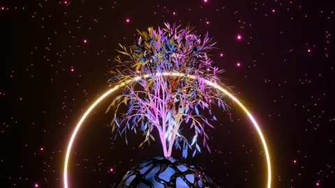 Abstract Tree of Life with roots on earth planet and circle. Seamless loop Stock Footage 246525483
