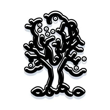Abstract tree line art drawing with shadow Stock Illustration