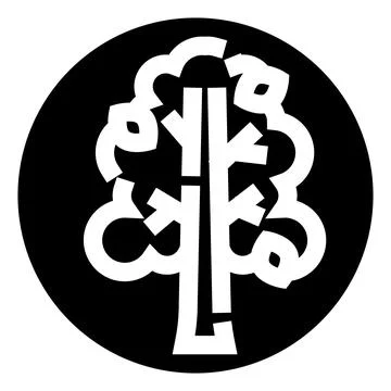Abstract tree logo in black and white circle Stock Illustration