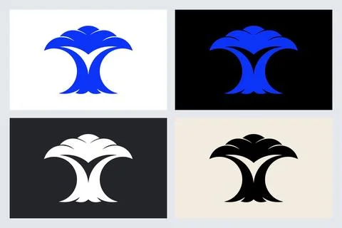 Abstract Tree Logo Design Set Icon Illustration Ilustração Stock