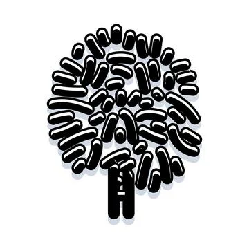 Abstract tree made from capsules black and white Stock Illustration
