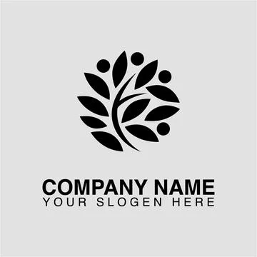 Abstract tree people logo design for community support and environmental Stock Illustration