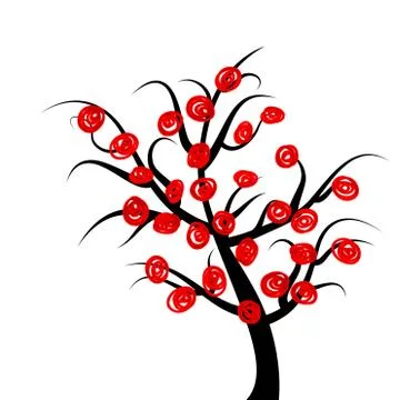Abstract tree with red fruits Stock Illustration