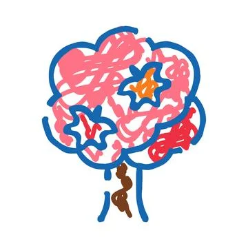 Abstract tree scribble art on white background Stock Illustration