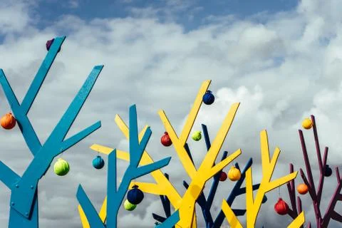 Abstract tree shape on a background of clouds free space Stock Photos