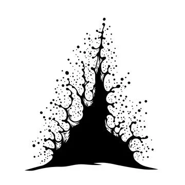 Abstract tree shape with droplets and branching pattern on white background Illustrazione stock