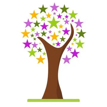 Abstract tree with stars Stock Illustration