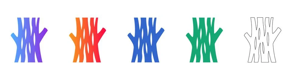 Abstract Tree Trunk Forest Icons Illustration