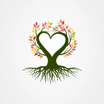 Abstract tree vector illustration with branch heart shaped 스톡 일러스트