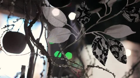 Abstract tree with white and black apples at the party Stock Footage 52816473