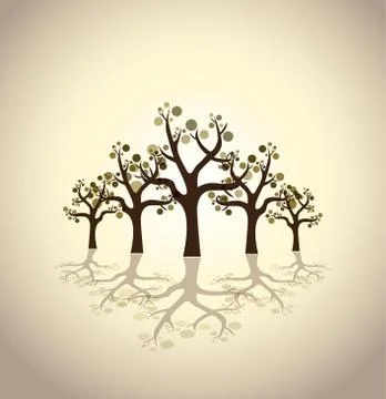 Abstract trees with bubbles - illustration Stock Illustration