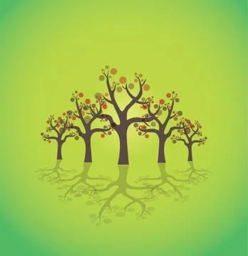 Abstract trees with bubbles - illustration Stock Illustration