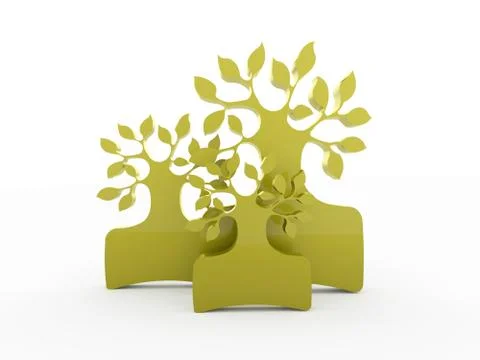 Abstract trees concept rendered isolated on white background Stock Illustration